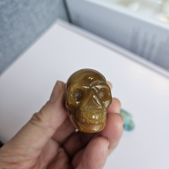 Mini skulls crystal set Amazonite agate clear quartz - Picture 10 of 14